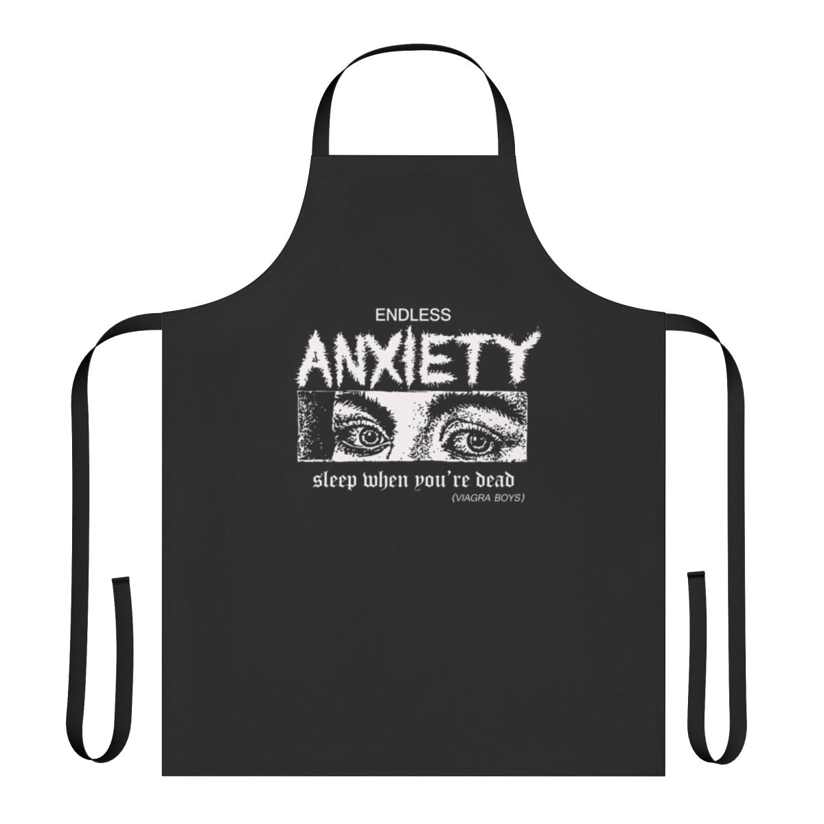 Endless Anxiety themed apron with indie rock band design