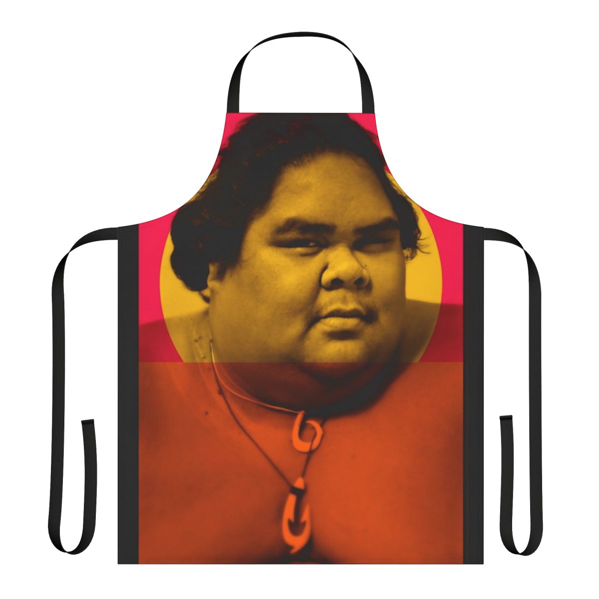 Endless Summer Surf Vibes Apron featuring Hawaiian cultural elements and the iconic singer Israel Kamakawiwo'ole