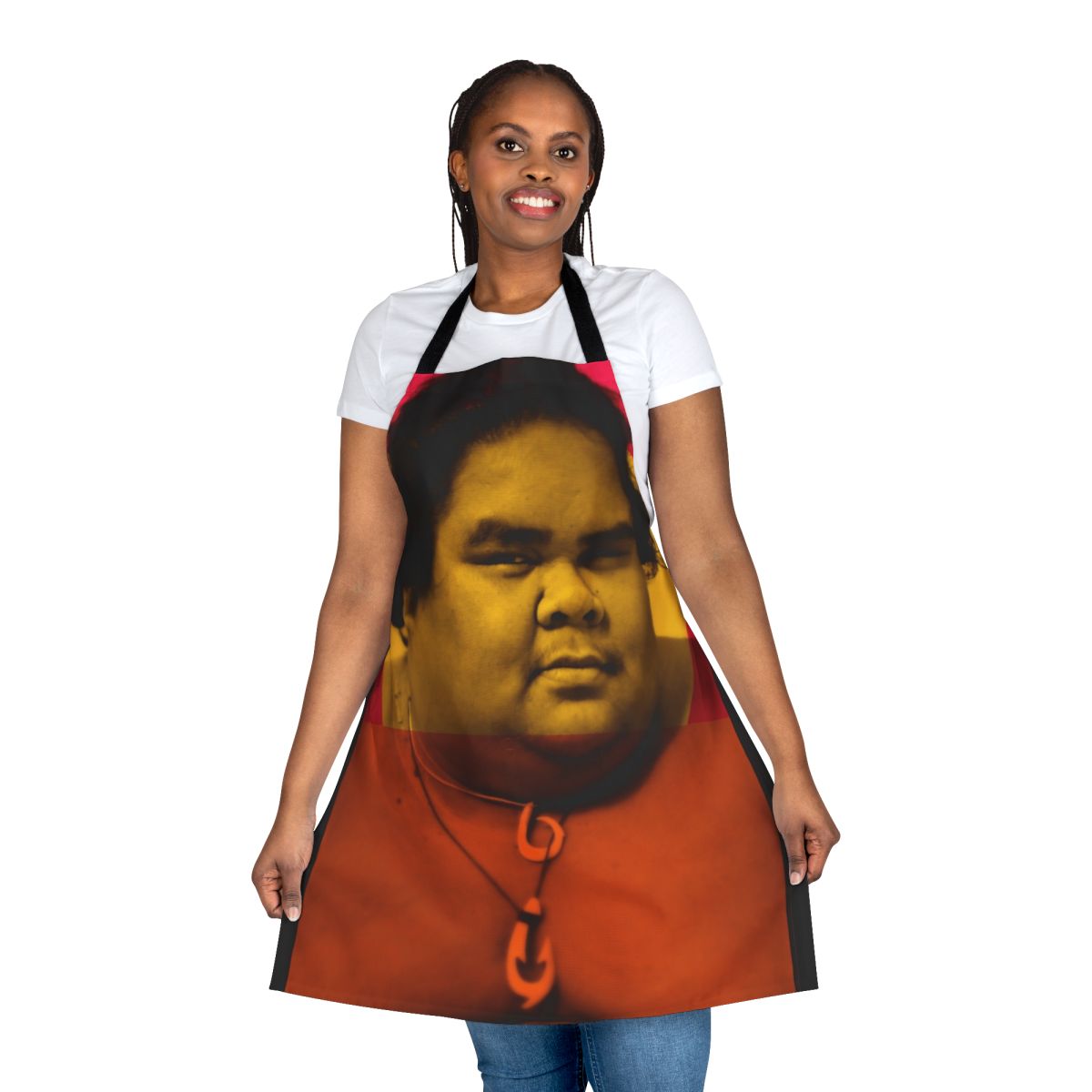 Endless Summer Surf Vibes Apron featuring Hawaiian cultural elements and the iconic singer Israel Kamakawiwo'ole
