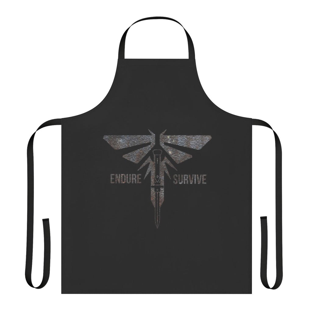 A durable, high-quality apron inspired by the popular video game The Last of Us, featuring characters Joel and Ellie in a post-apocalyptic setting.