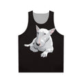 English bull terrier wearing a unisex tank top