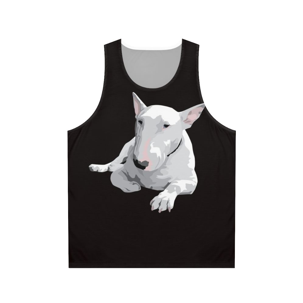 English bull terrier wearing a unisex tank top