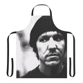 Black and white engraved Elliott Smith tribute apron
