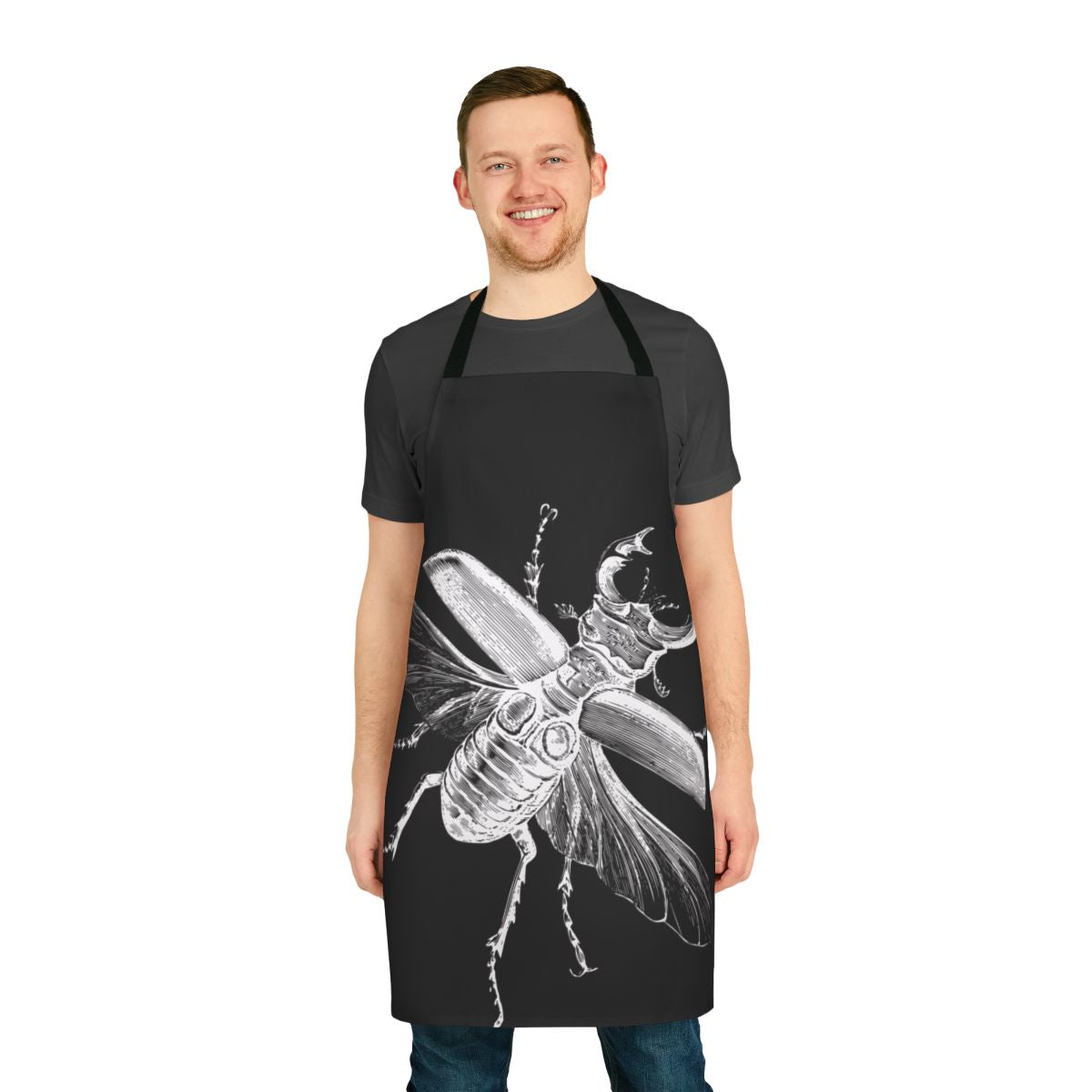 Vintage-style engraved stag beetle design on a durable, high-quality apron