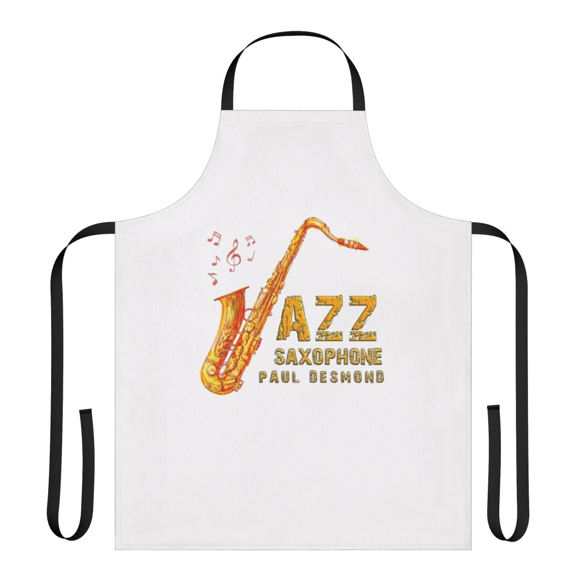 Paul Desmond inspired jazz apron with saxophone and music notes
