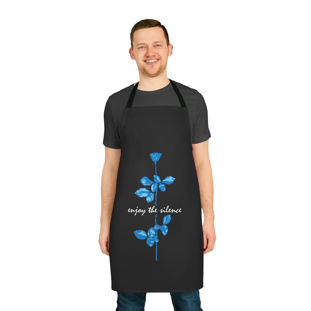 Enjoy the Silence Inspired Apron with Rose Design Featuring Depeche Mode Lyrics