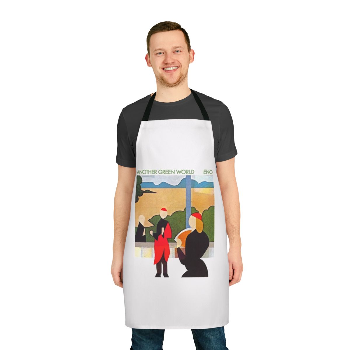 Apron featuring artwork inspired by Brian Eno's "Another Green World" album