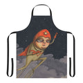 Enthusiastic superhero comic book-inspired apron with hand-drawn design