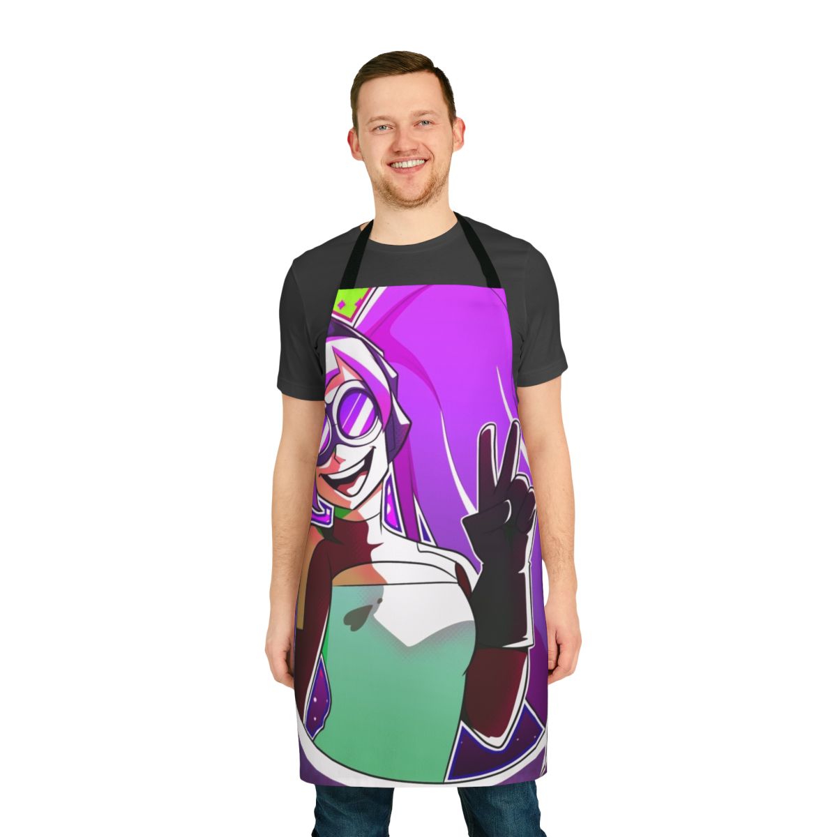 Entrapta-inspired apron with colorful design and character branding