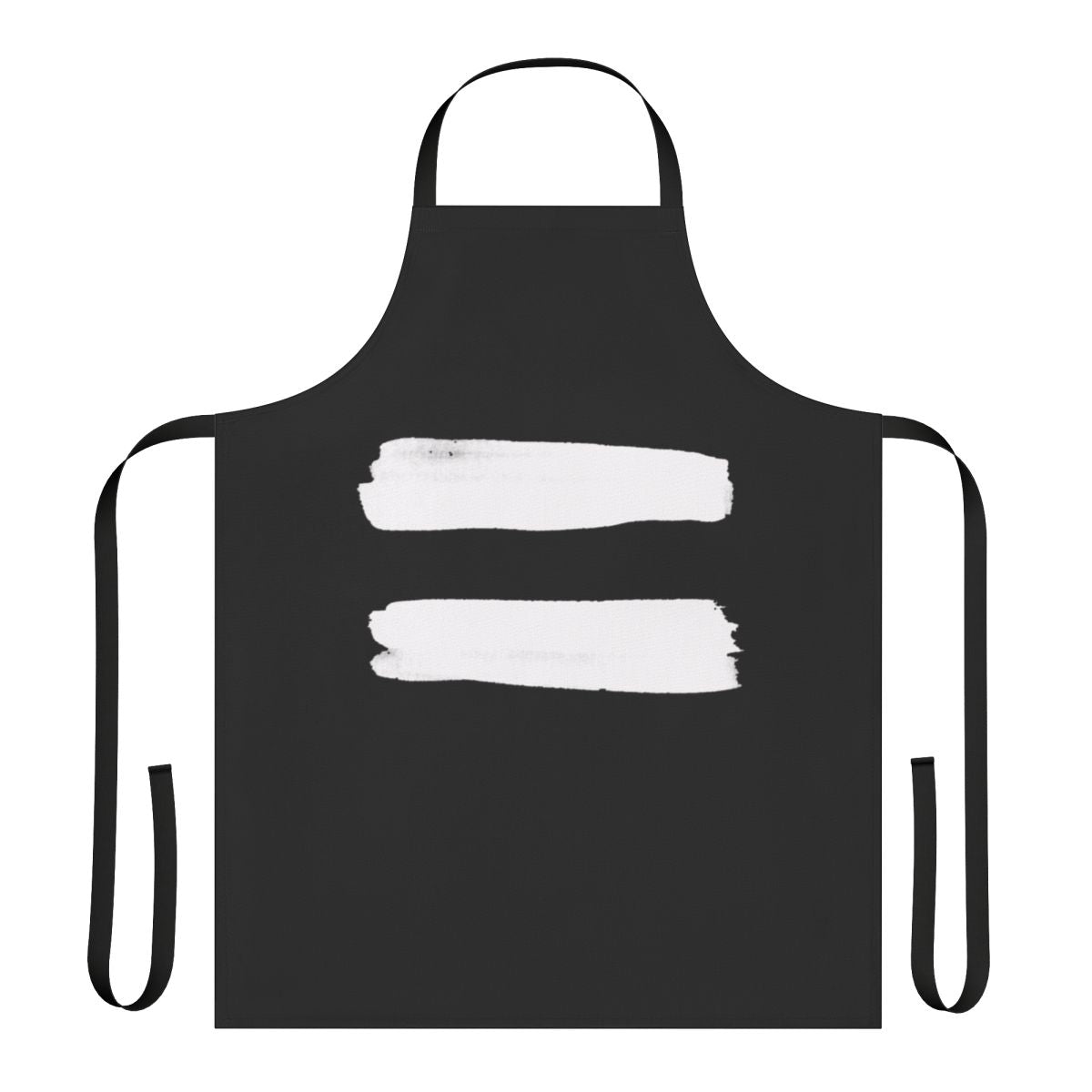 White apron with equality-themed graphic design
