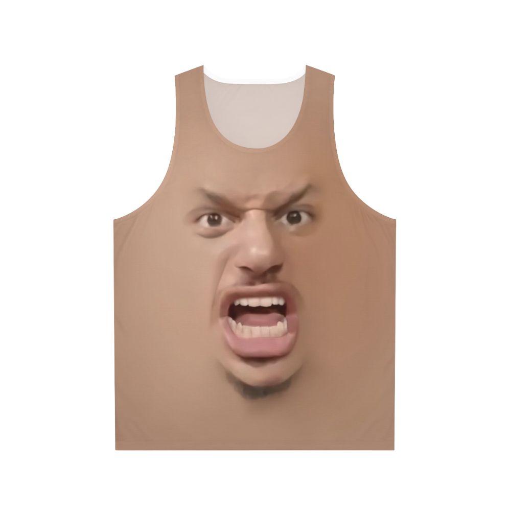 Eric Andre Unisex Tank Top featuring his iconic yelling pose and "Investigate 311" slogan