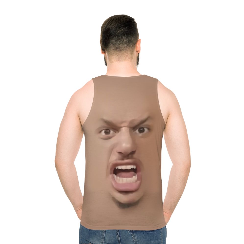 Eric Andre Unisex Tank Top featuring his iconic yelling pose and "Investigate 311" slogan