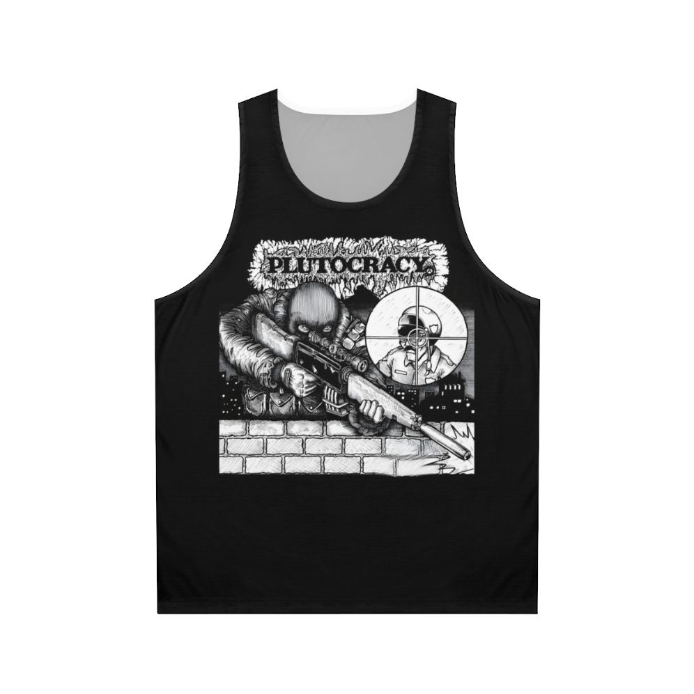 Unisex tank top with a political statement design of a target on police officers