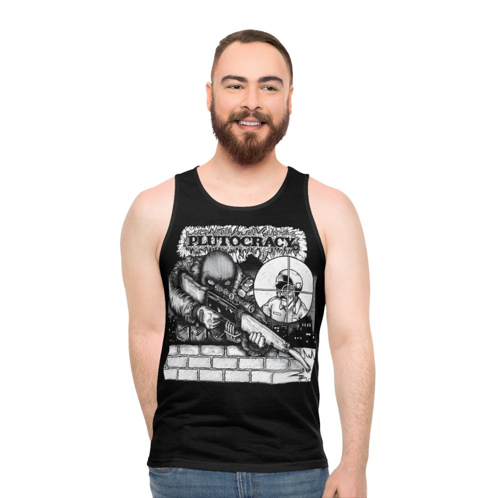 Unisex tank top with a political statement design of a target on police officers