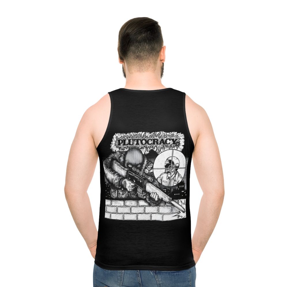 Unisex tank top with a political statement design of a target on police officers
