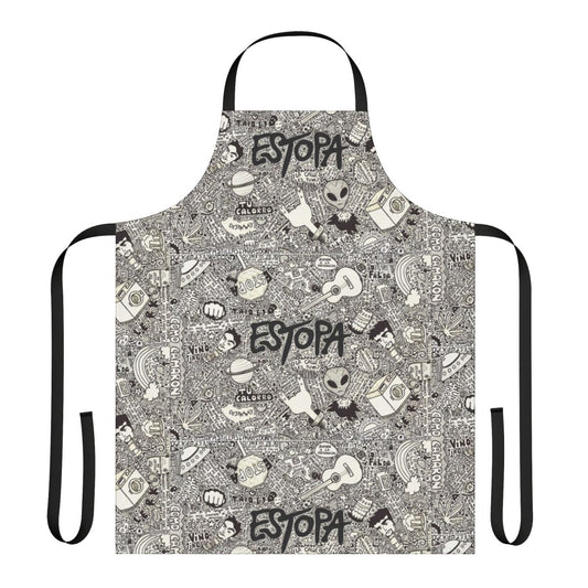 Estopa-inspired apron featuring band logo and artwork