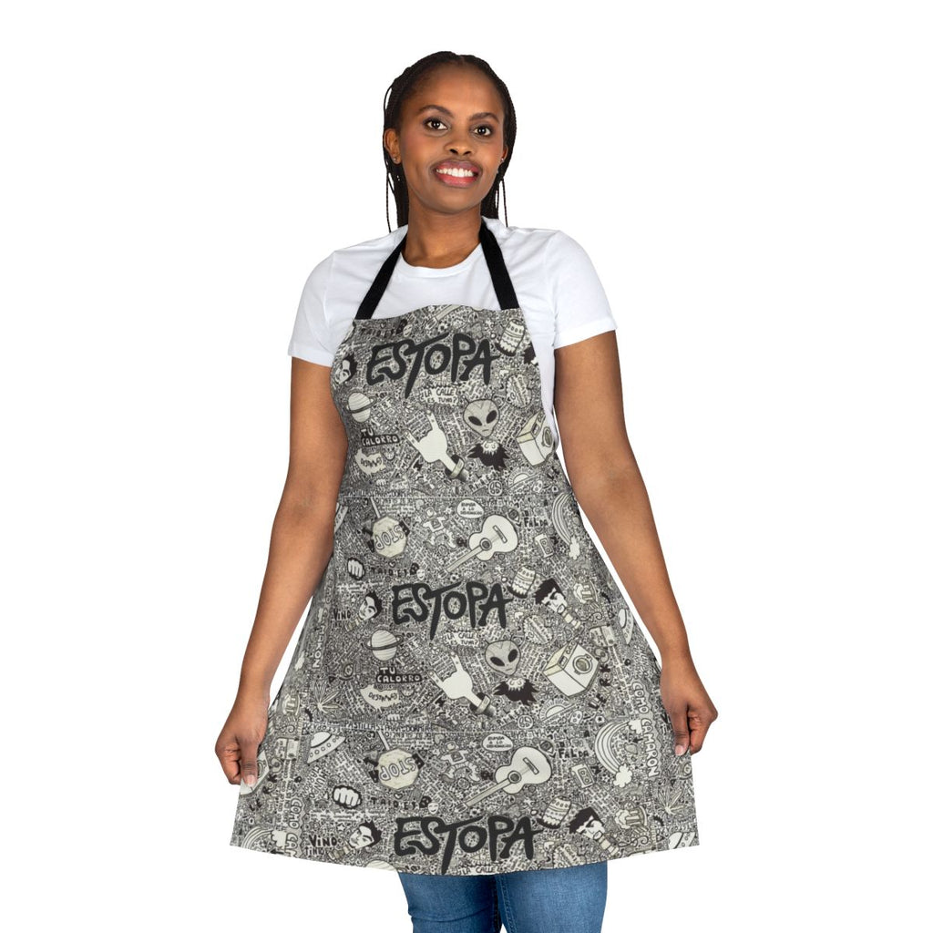 Estopa-inspired apron featuring band logo and artwork