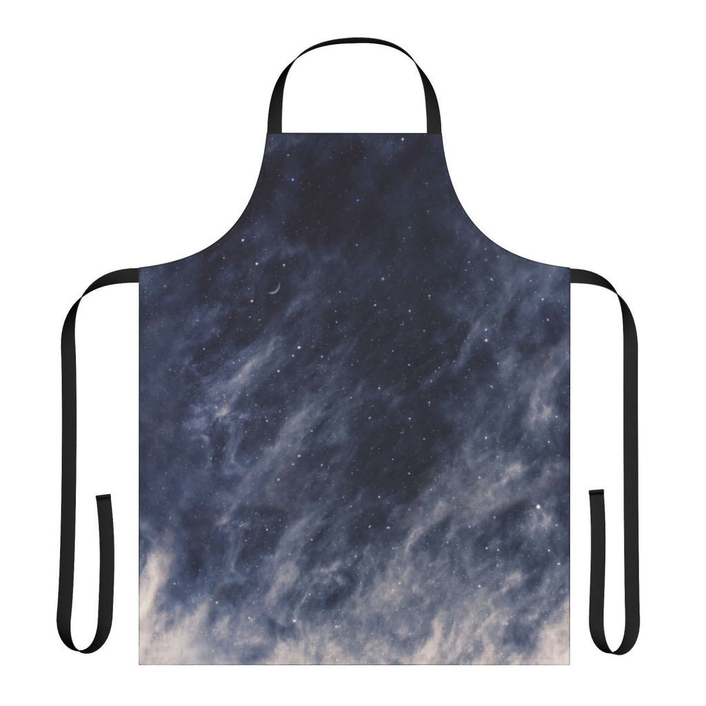 Blue and gray toned apron featuring a full moon and cloudy night sky design