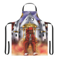 Ethereal cartoon-style apron with abstract and music-inspired design
