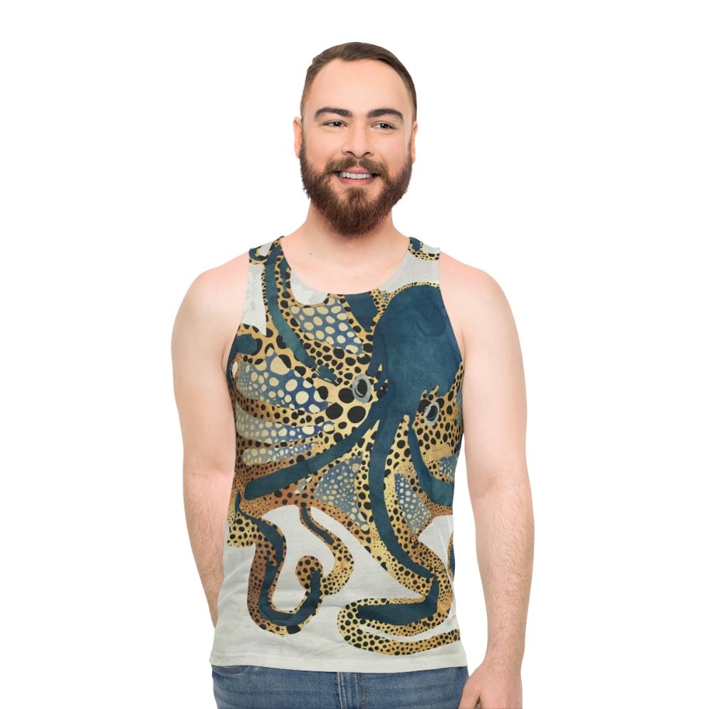 Unisex tank top with ethereal underwater octopus design