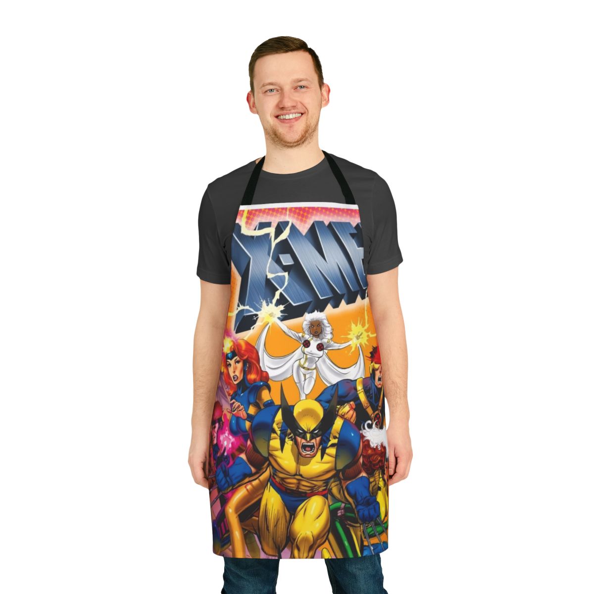 Ethereal Whispers Ruins Apron featuring a vintage-inspired XMen design