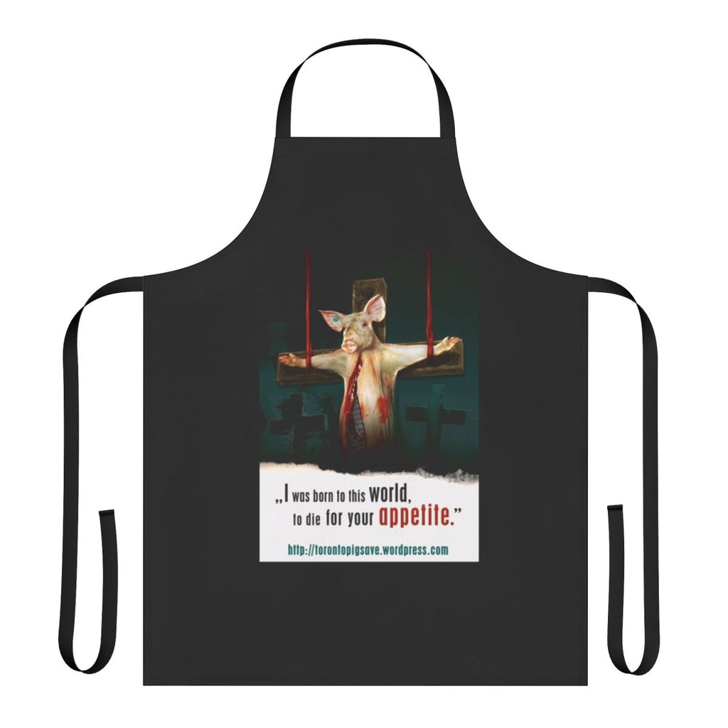 Apron featuring Toronto Pig Save logo and animal rights text