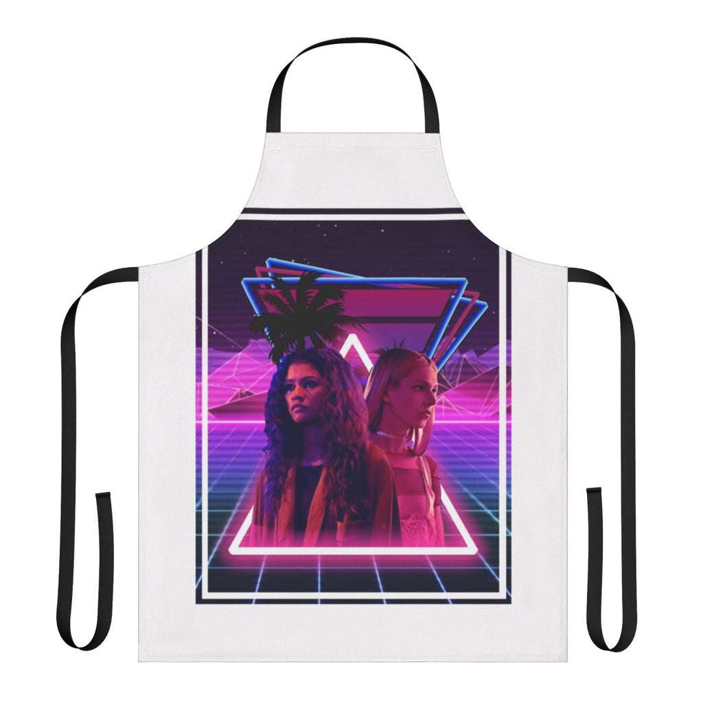 Euphoria-inspired apron featuring the characters Rules, Rue, and Jules