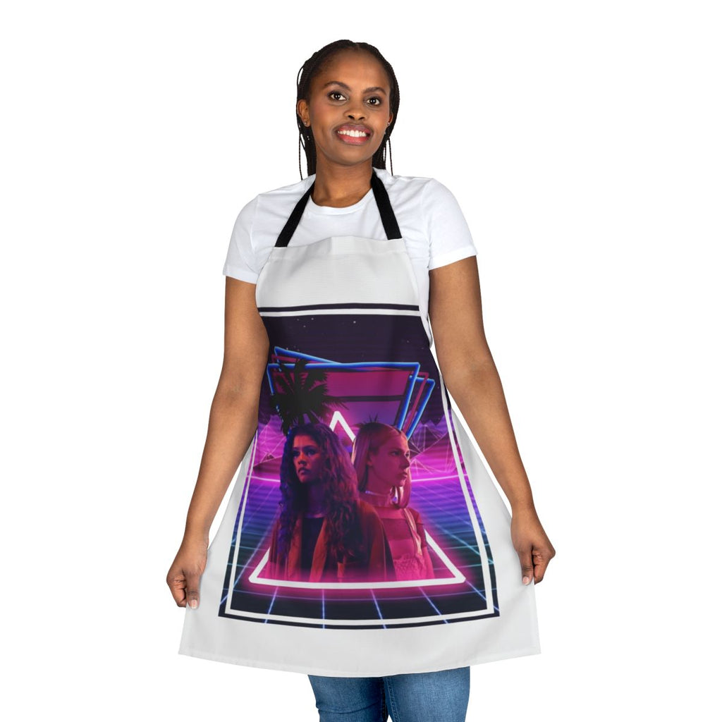 Euphoria-inspired apron featuring the characters Rules, Rue, and Jules