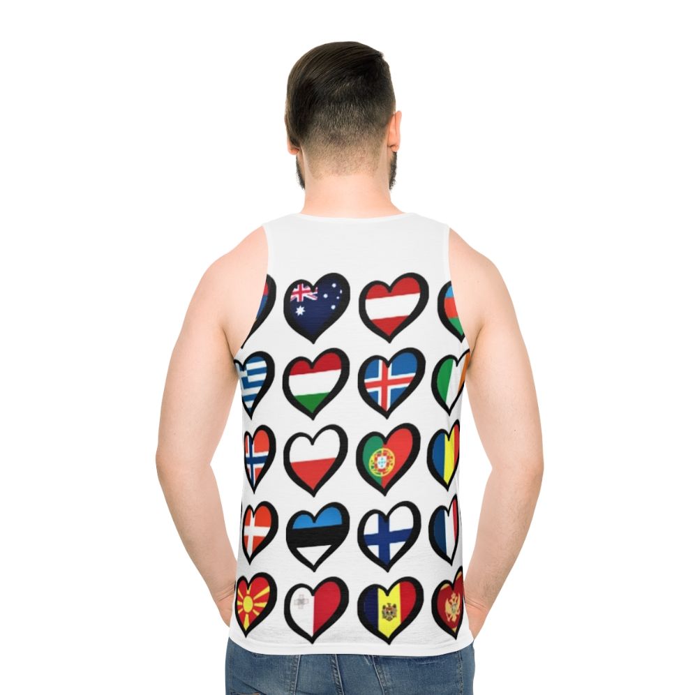 Unisex Eurovision Song Contest ESC Flags & Hearts Tank Top