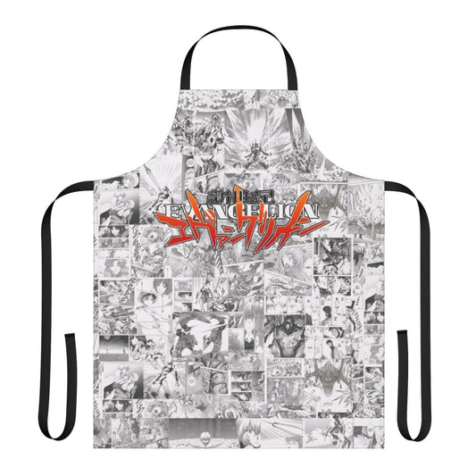 Evangelion-themed apron with characters and mecha design