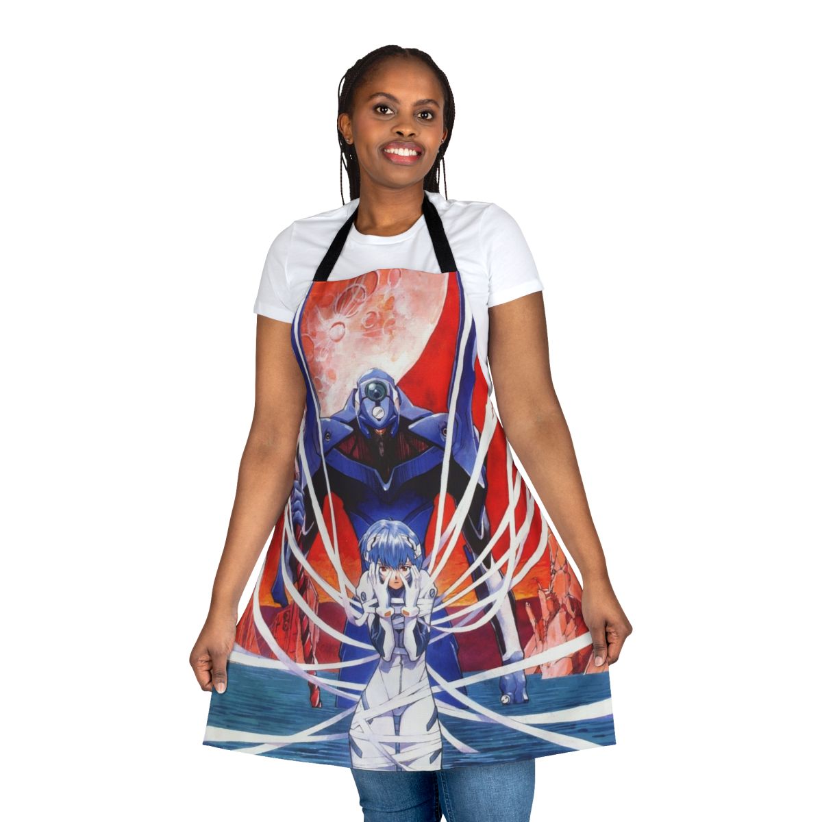 Evangelion Rei Apron - High-quality anime-themed kitchen accessory