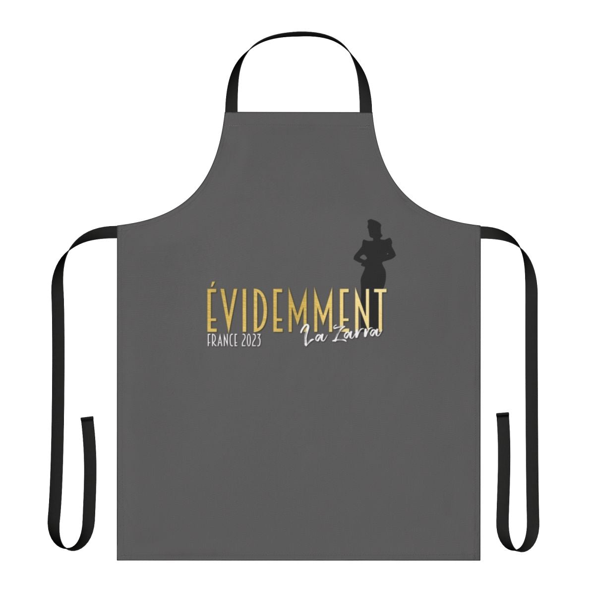 Evidemment La Zarra inspired apron with French flag and Eurovision 2023 Liverpool theme.