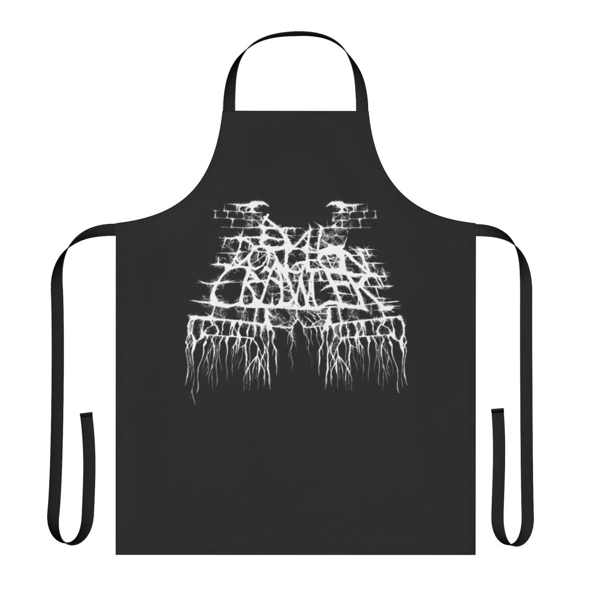 White apron with an evil dungeon crawler inspired logo design