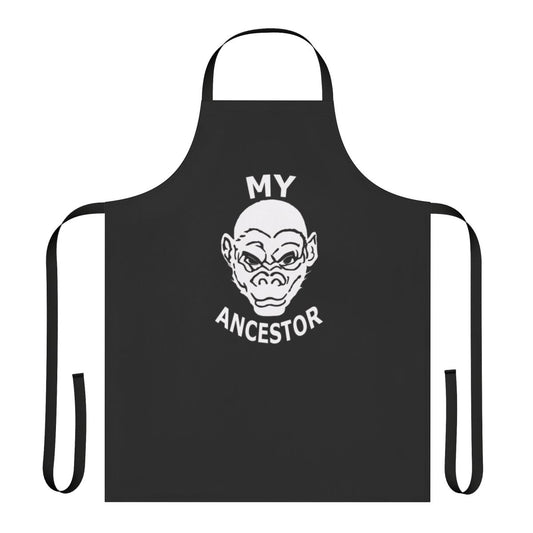 Apron featuring a design celebrating human evolution and primate ancestry