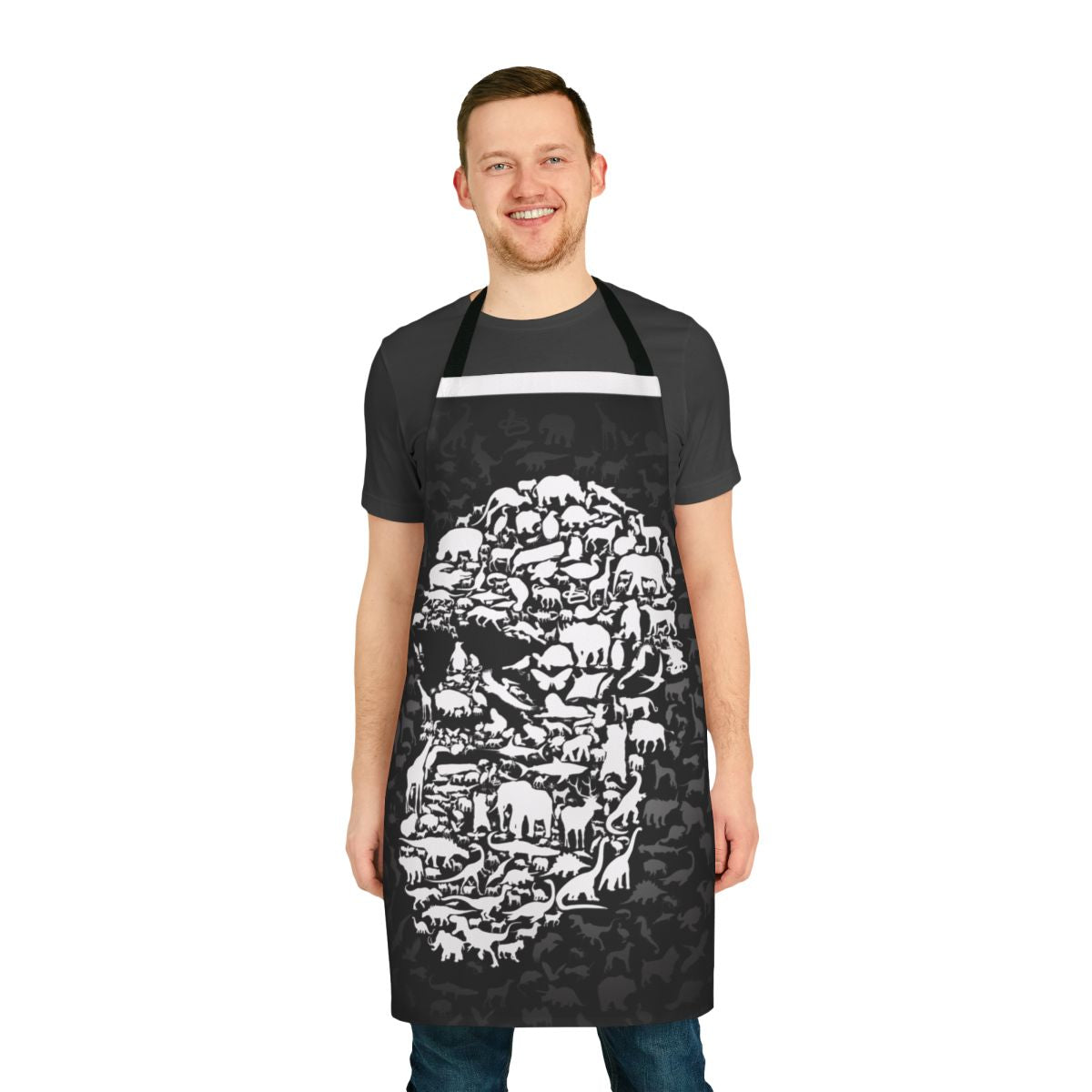 Apron featuring the text "Darwin's Endless Forms" against a natural science themed background.