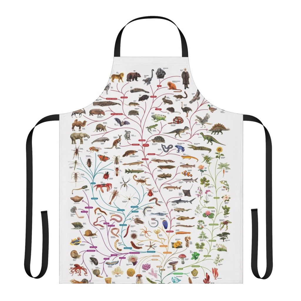 Apron featuring a colorful illustration of Darwin's Tree of Life diagram
