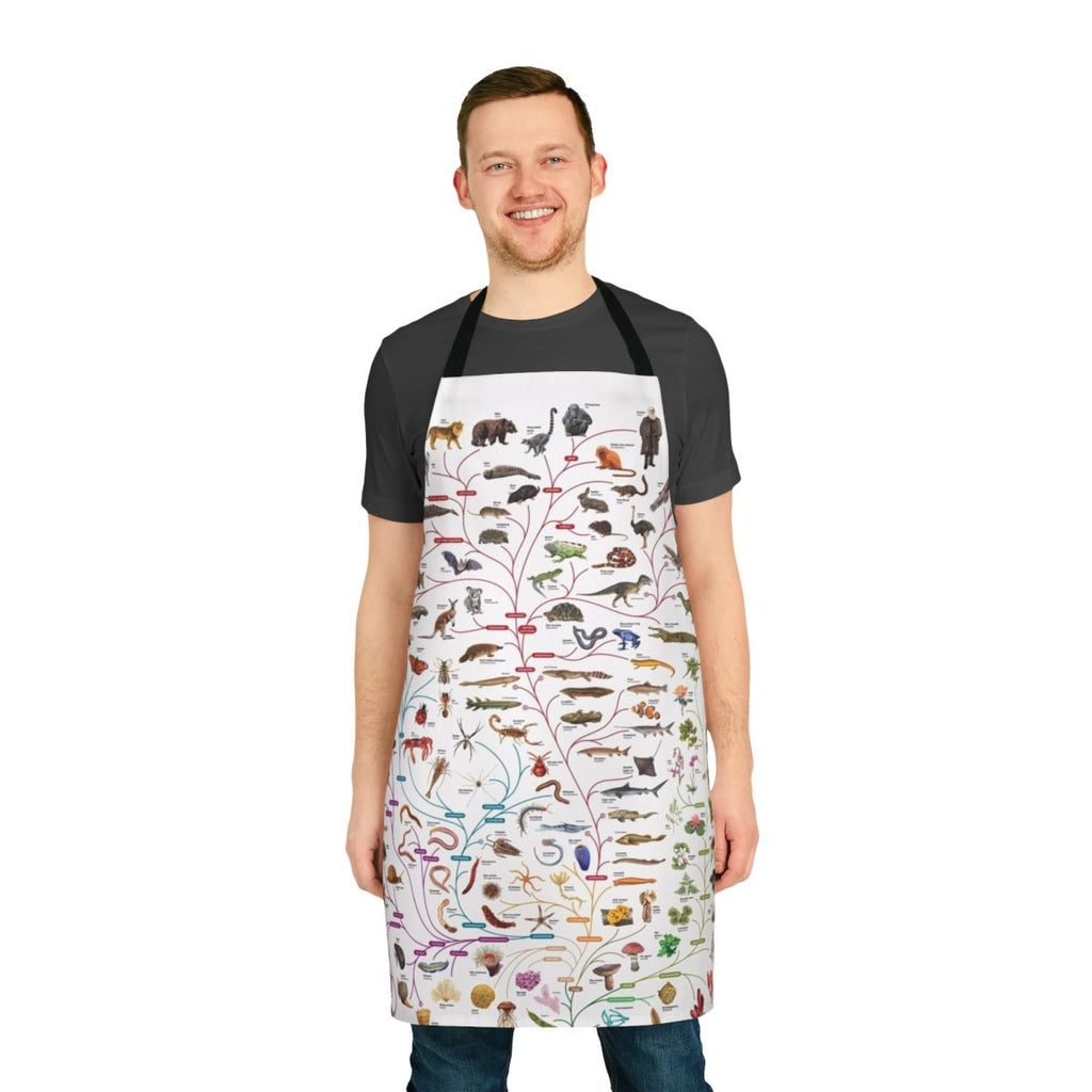 Apron featuring a colorful illustration of Darwin's Tree of Life diagram