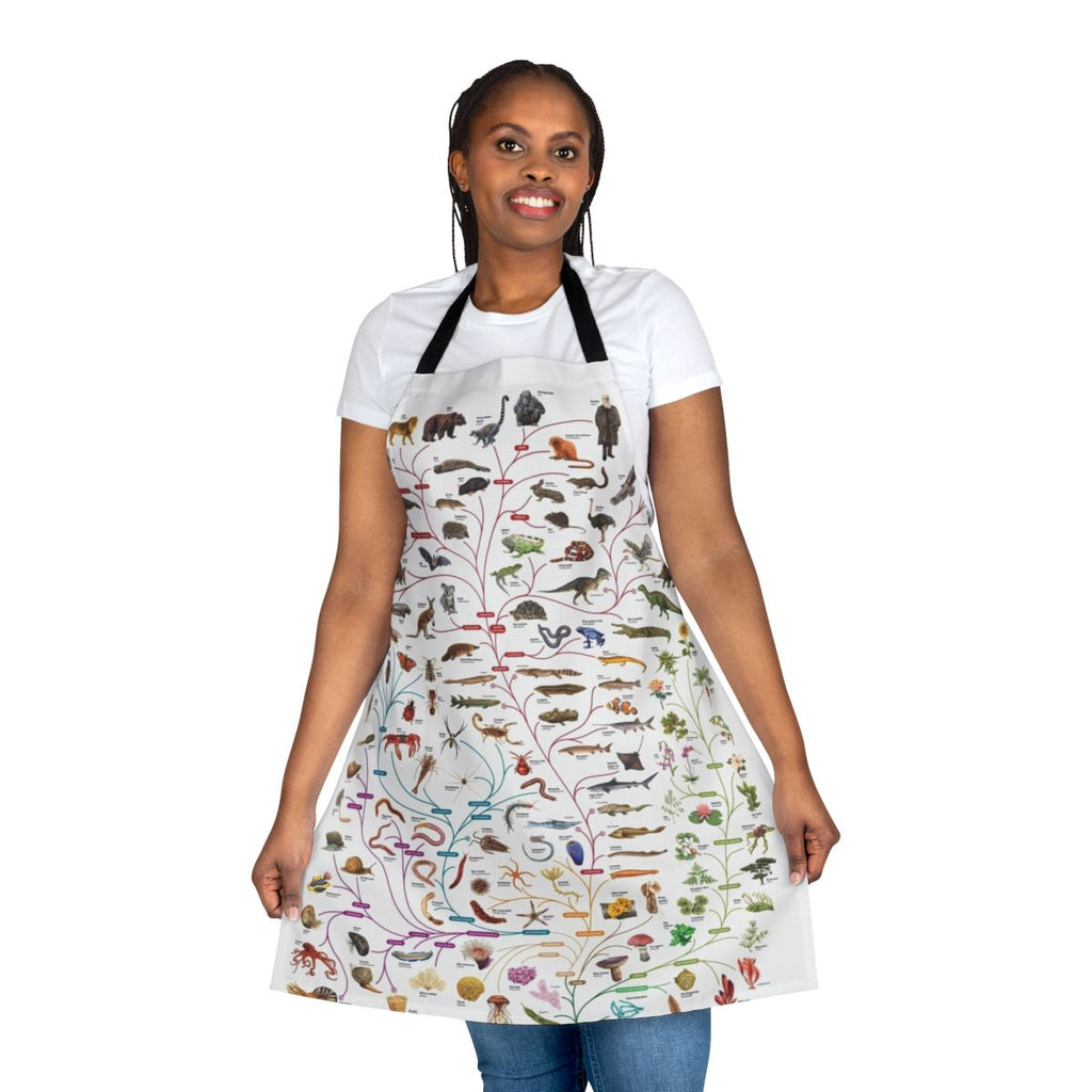 Apron featuring a colorful illustration of Darwin's Tree of Life diagram