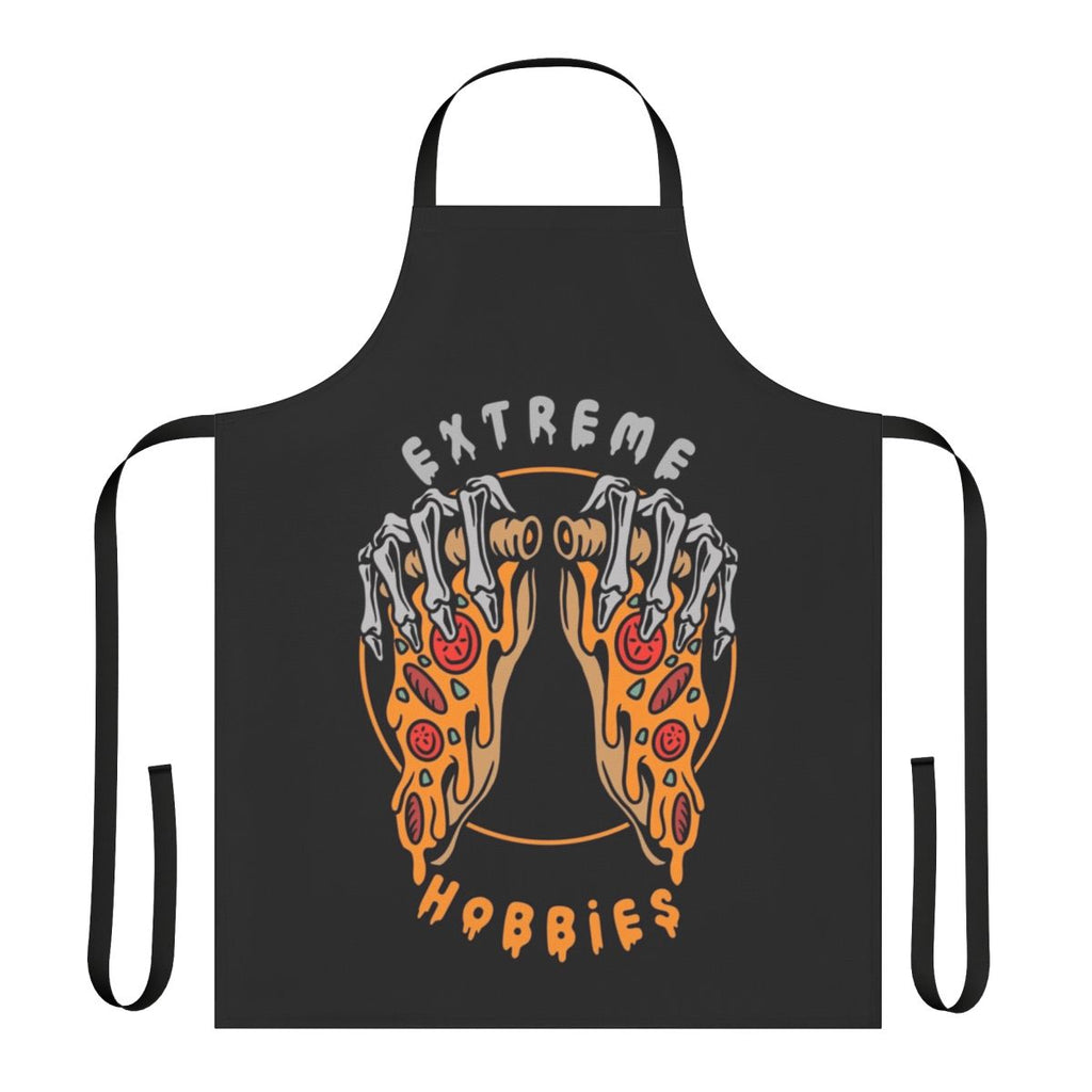 Apron with pizza, skeleton, and extreme hobbies design