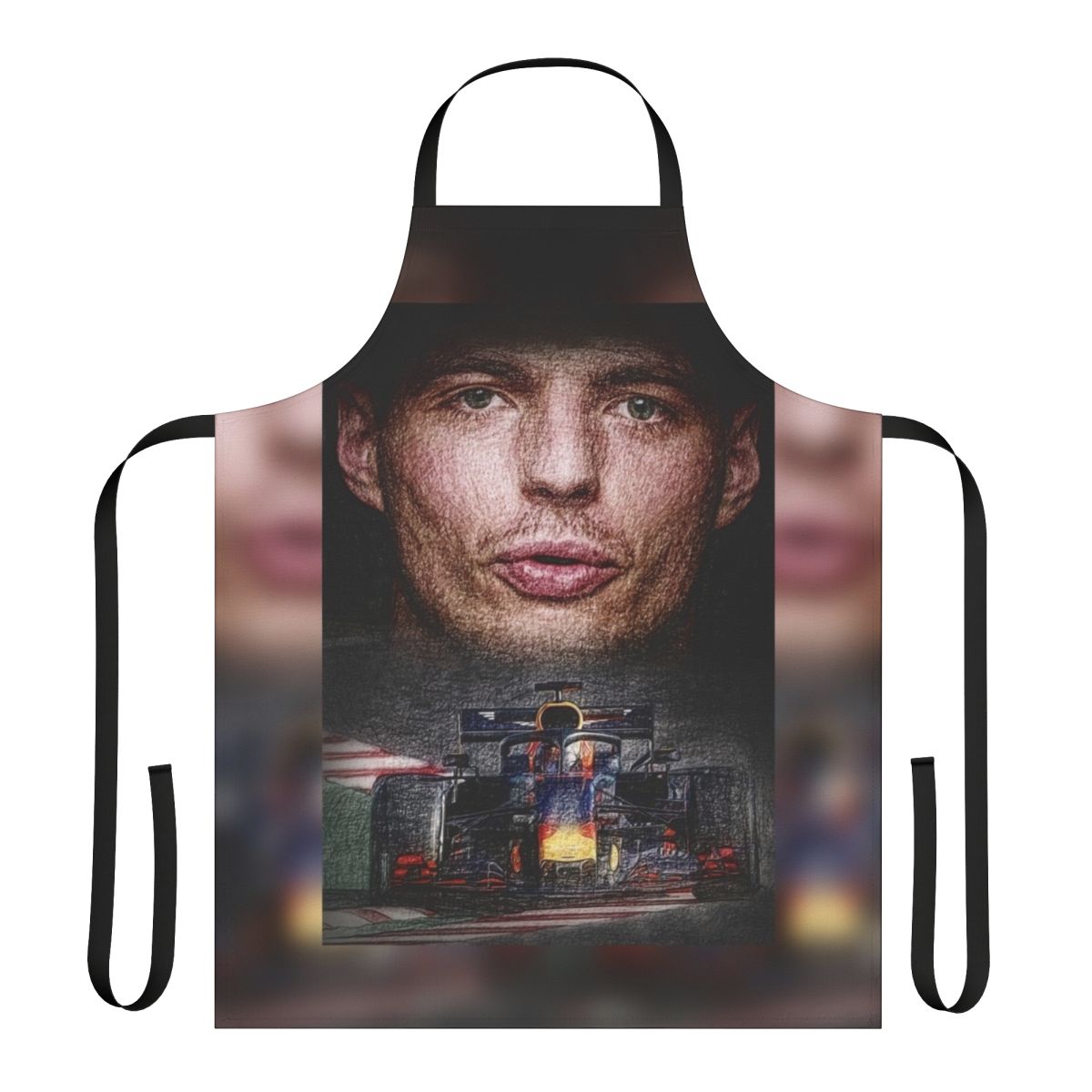 Stylish apron featuring Formula 1 driver Max Verstappen's signature design