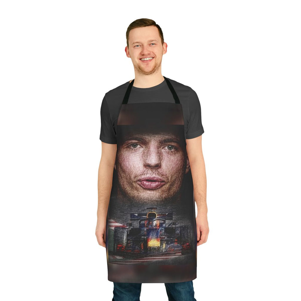 Stylish apron featuring Formula 1 driver Max Verstappen's signature design