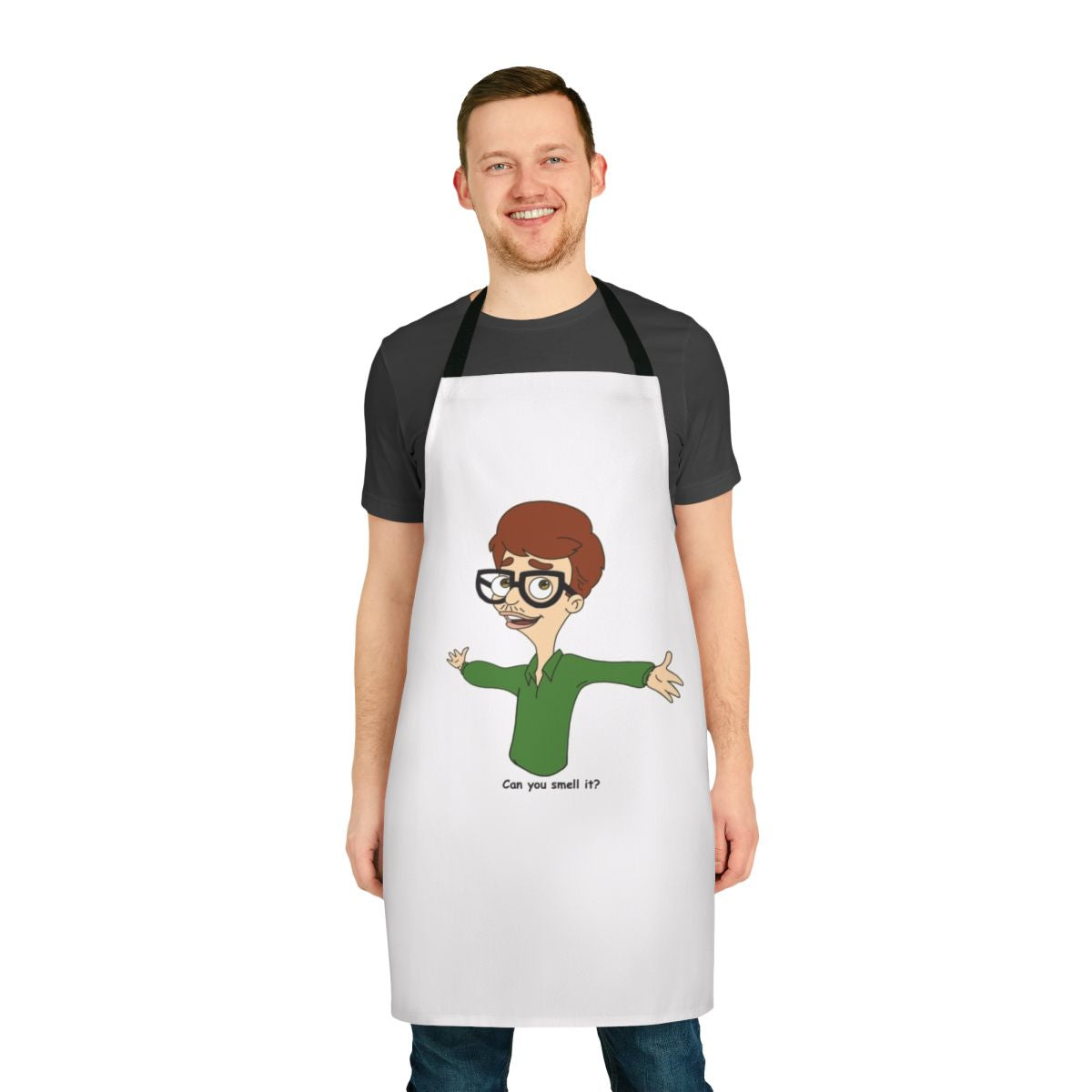 Andrew Glouberman themed cooking apron featuring the character from the hit Netflix series Big Mouth