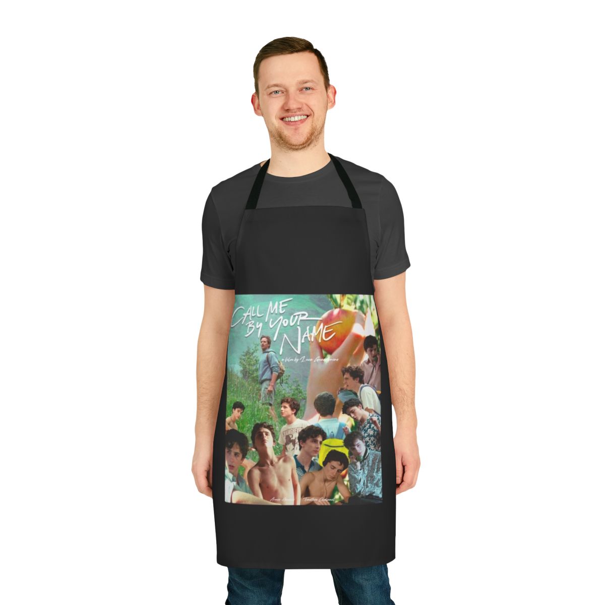 Call Me By Your Name-inspired apron with a classic movie poster design