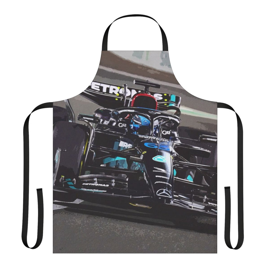 Apron featuring an illustration of George Russell's 2023 Formula 1 race car