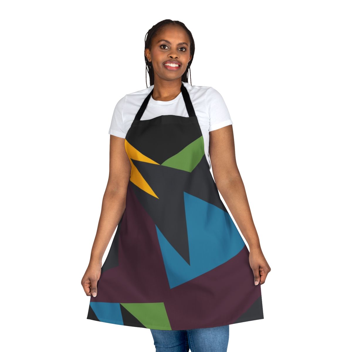 Close-up of a stylish apron featuring a design inspired by the iconic Jordan Vii Bordeaux sneaker