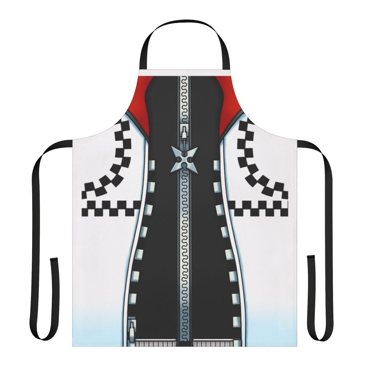 Kingdom Hearts-themed apron with characters and symbols from the popular video game series
