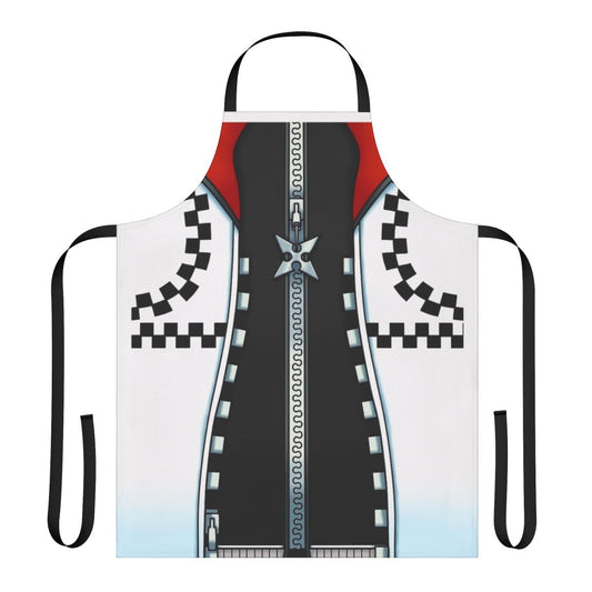 Kingdom Hearts-themed apron with characters and symbols from the popular video game series