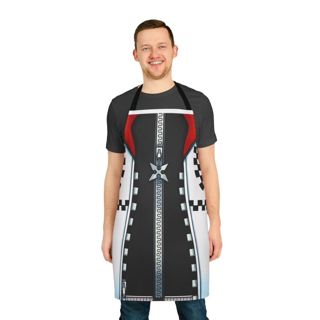 Kingdom Hearts-themed apron with characters and symbols from the popular video game series