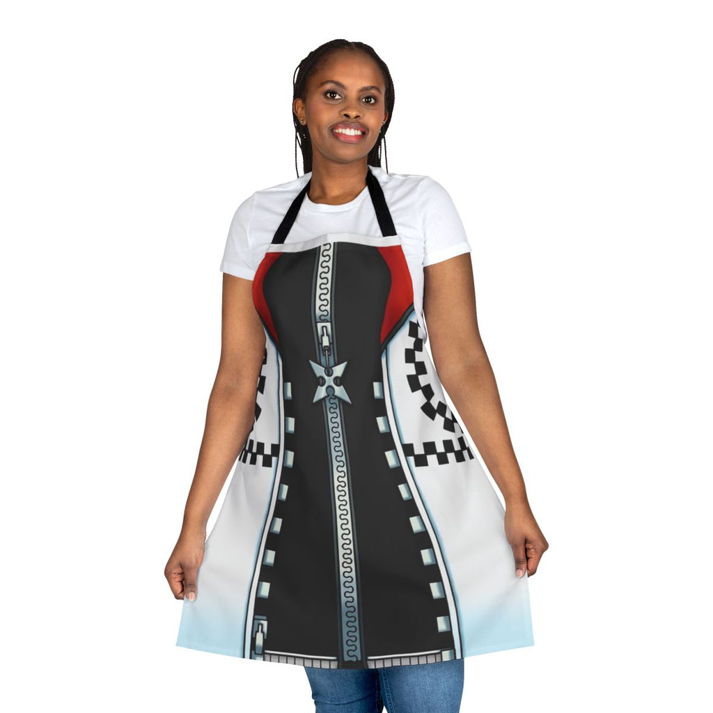 Kingdom Hearts-themed apron with characters and symbols from the popular video game series