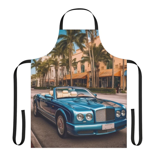 Luxury convertible-themed apron with Bentley design elements